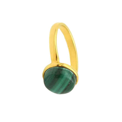 Best Selling Natural Green Malachite Gemstone Solid 925 Sterling Silver 18k Gold Plated Micron Handmade Jewelry Ring for Women