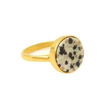 Hot Selling Solid 925 Sterling Silver Genuine Dalmatian Round 12mm Coin Shape 18k Gold Filled Dainty Minimalist Band Ring