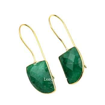 Best Quality 18K Gold Plated 925 Sterling Silver Earrings Unique Design Fancy Emerald Gemstone for Women Trendy Style Engagement