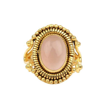 Best Selling 10x14mm Natural Pink Rose Quartz Women's Fine Boho 18K Gold Plated Sterling Silver Cushion Designer Ring Her