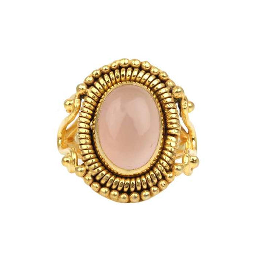 Best Selling 10x14mm Natural Pink Rose Quartz Women's Fine Boho 18K Gold Plated Sterling Silver Cushion Designer Ring Her