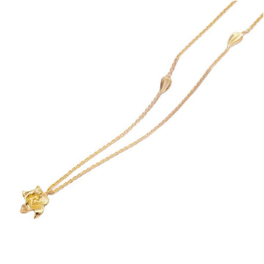 Best Selling Genuine 925 Sterling Silver 18K Micron 18k Gold Plated Flower Mallow Lariat Bridesmaid Chain Necklace for Women