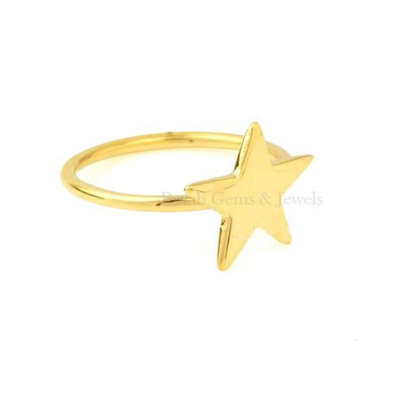 Gold Band Star Ring - Designer Band Ring - Gold Plated Ring - Silver Ring - Handmade Indian Silver Jewelry - Gifts For Her