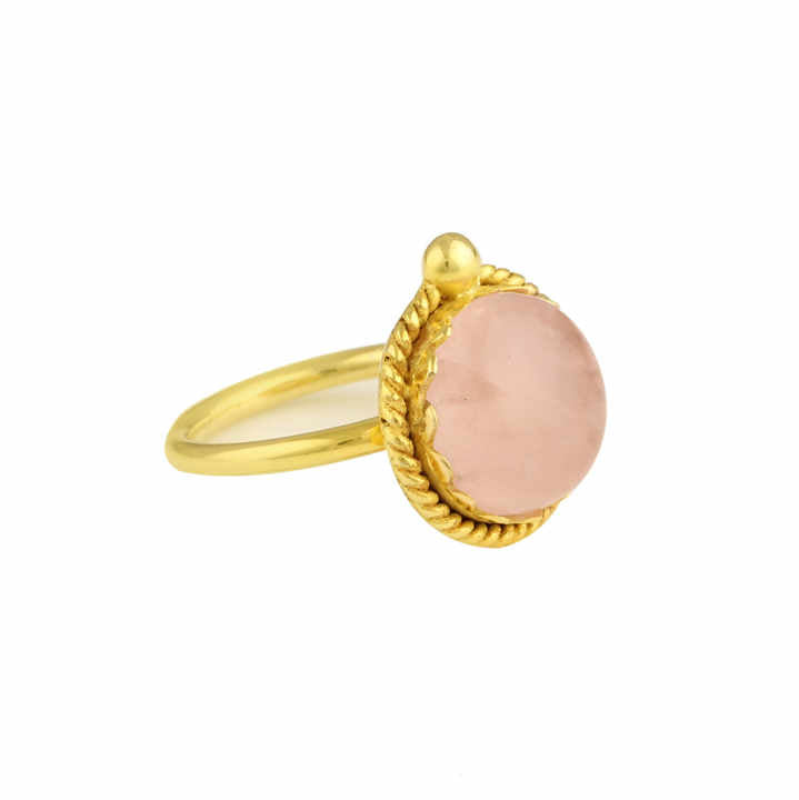Elegant 925 Sterling Silver Women's Fine Ring 10mm Natural Rose Quartz Gemstone Bezel Setting Beautiful Jewelry