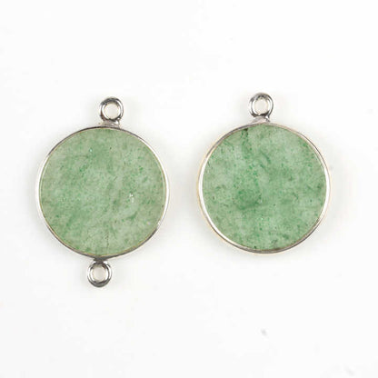 Hot Selling Lovely Green Cherry Quartz Stone 12mm Round Double Hole Bail Charm Connector Accessories Jewelry Making Supplier