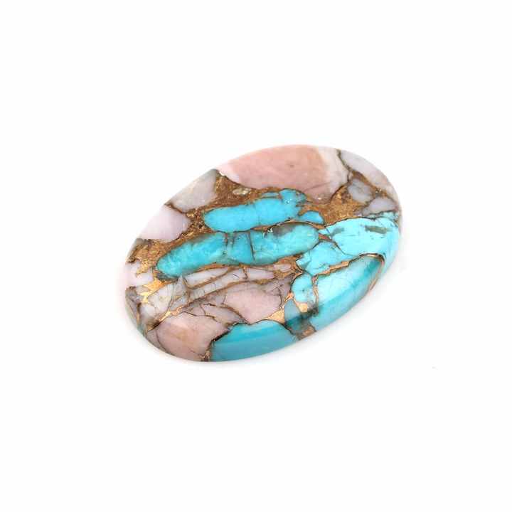 Top Quality Natural Pink Opal Copper Turquoise 20x30mm Smooth Oval Shape Cabochon Wholesale Bulk Gemstone for Making Jewelry