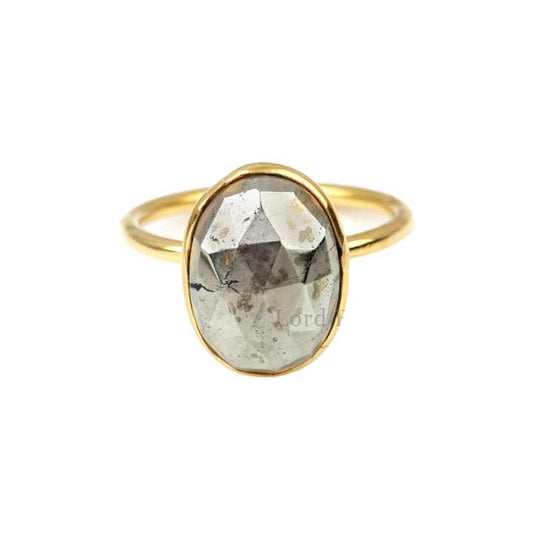 Natural Pyrite Gemstone Silver Bezel Ring Design Best Selling Indian Jewelry 925 Sterling Silver 18k Gold Plated Statement Ring