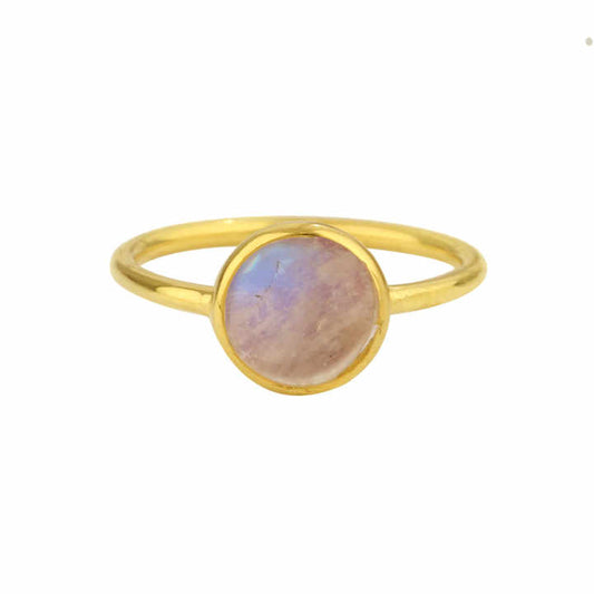 Best Selling 8mm Genuine Blue Sheen Rainbow Moonstone Jewelry Gold Vermeil 925 Silver Dainty Round Eternity Band Ring for Women