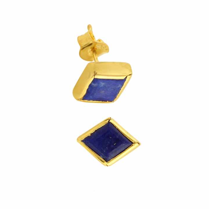Natural Lapis Lazuli Gemstone Stud Earrings Customized Various Style Wholesale Sterling Silver Gold Plated Stud Earring