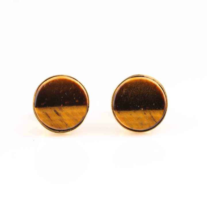 Hot Selling 10mm Natural Tiger Eye Stone Waterproof Jewelry 925 Silver 18k Gold Plated Daily Wear Dainty Stud Earrings for Women