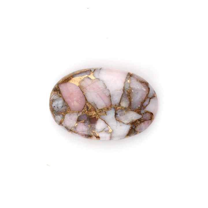 High Quality Handmade Natural 20x30mm Smooth Oval Cut Pink Opal Copper Loose Gemstone Flat Back Cabochons for Making Jewelry