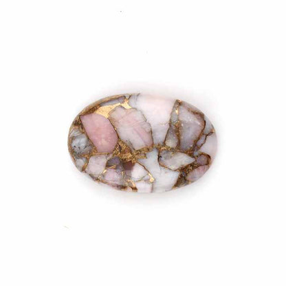 High Quality Handmade Natural 20x30mm Smooth Oval Cut Pink Opal Copper Loose Gemstone Flat Back Cabochons for Making Jewelry