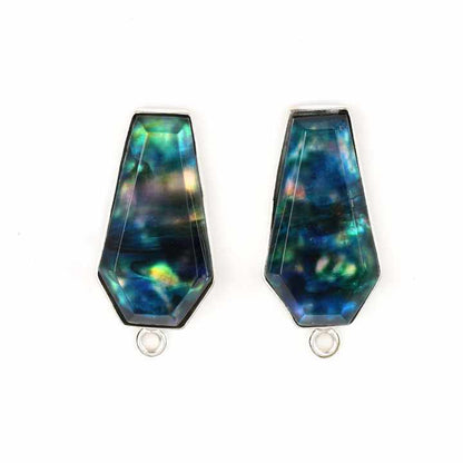 Top Selling 10x17mm Blue Ammolite Hydro Quartz Gemstone Bezel Genuine Sterling Silver Coffin Shape Charm Pendant for Necklace
