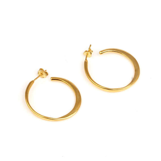 Handmade Round Gold Plated Sterling Silver Dainty Hoop Earrings for Girls