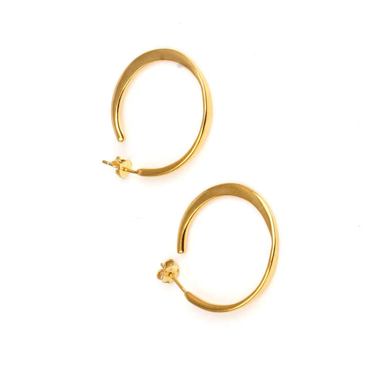 Handmade Round Gold Plated Sterling Silver Dainty Hoop Earrings for Girls