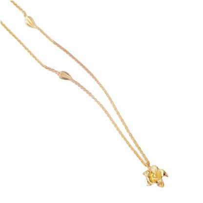 Best Selling Genuine 925 Sterling Silver 18K Micron 18k Gold Plated Flower Mallow Lariat Bridesmaid Chain Necklace for Women