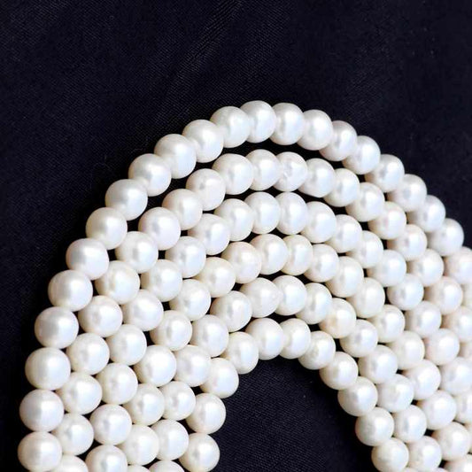 Best Quality Natural 6mm Smooth Ball Round Shape Freshwater Pearl for Jewelry Making 13" Inches Strand Gemstone Beads