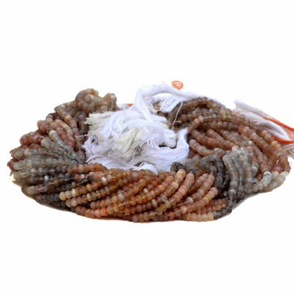 Best Quality Genuine 3mm to 4mm Faceted Rondelle Chocolate Moonstone 13 Inches Length Strand Gemstone Beads for Making Jewelry