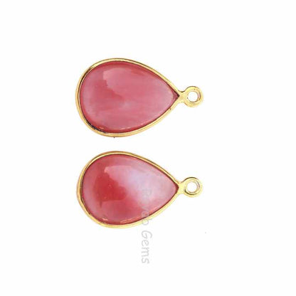 Wholesale 12x16mm Red Cherry Gemstone Quartz Sterling Silver Bezel Charm Handmade Drop Shape 18k Gold Plated Charm Pendant