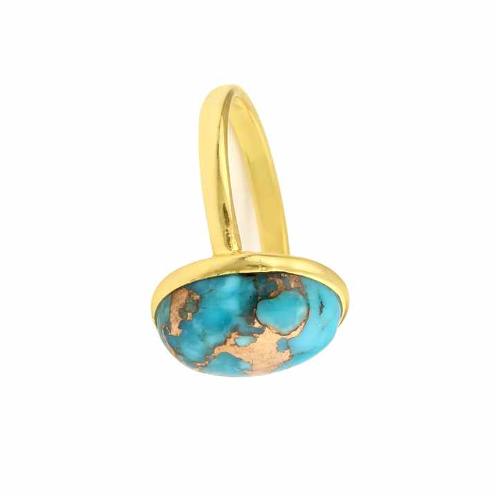 Women's Turquoise Jewelry Ring Top Quality Natural Blue Copper Turquoise Oval Ring Supplier Sterling Silver Gold Plated Ring