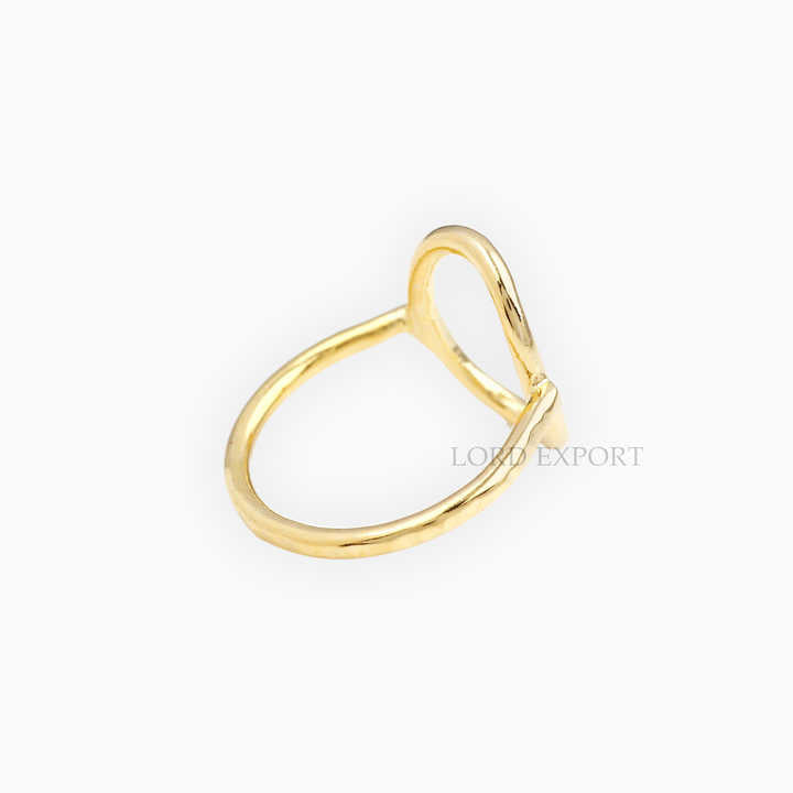 18k Gold Plated Stacking Ring Open Oval Circle Sterling Silver No Stone Ring Handmade 925 Silver Jewelry High Polish Band Ring