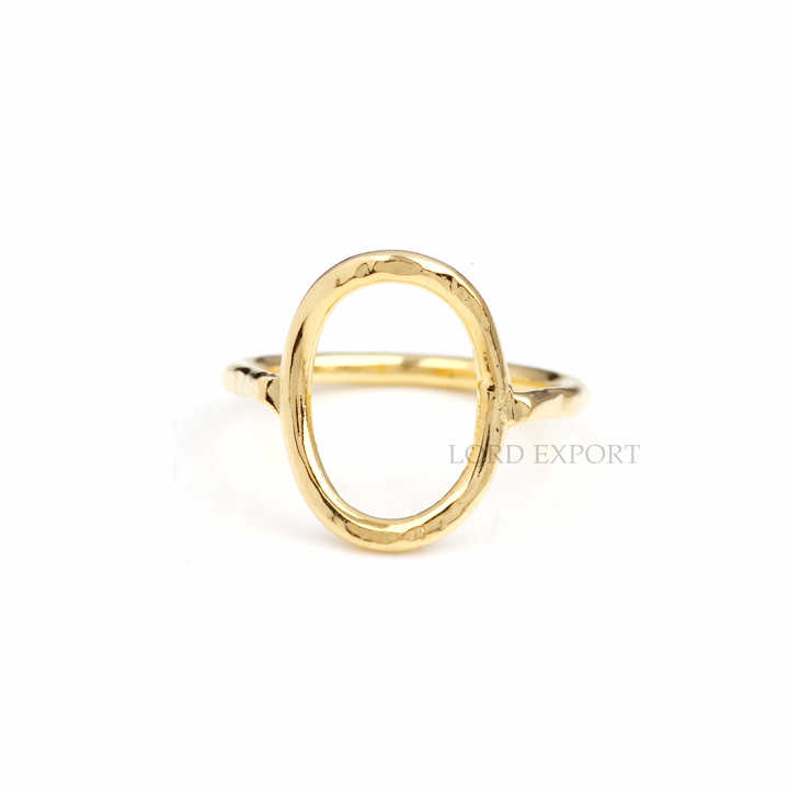 18k Gold Plated Stacking Ring Open Oval Circle Sterling Silver No Stone Ring Handmade 925 Silver Jewelry High Polish Band Ring
