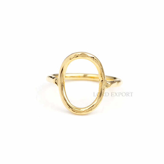 18k Gold Plated Stacking Ring Open Oval Circle Sterling Silver No Stone Ring Handmade 925 Silver Jewelry High Polish Band Ring