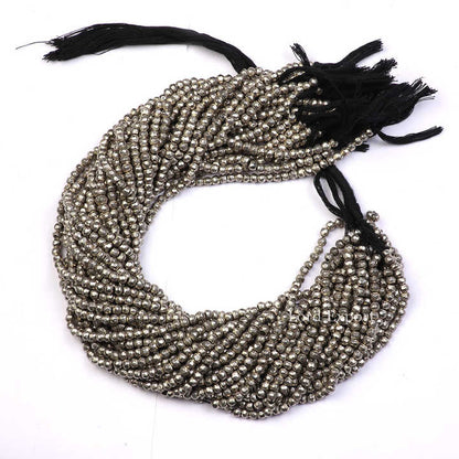 Best Seller High Quality Natural Fools Gold Pyrite Faceted Cut 3mm to 4mm Rondelle Gemstone Beads Strand Jewelry Making Bracelet