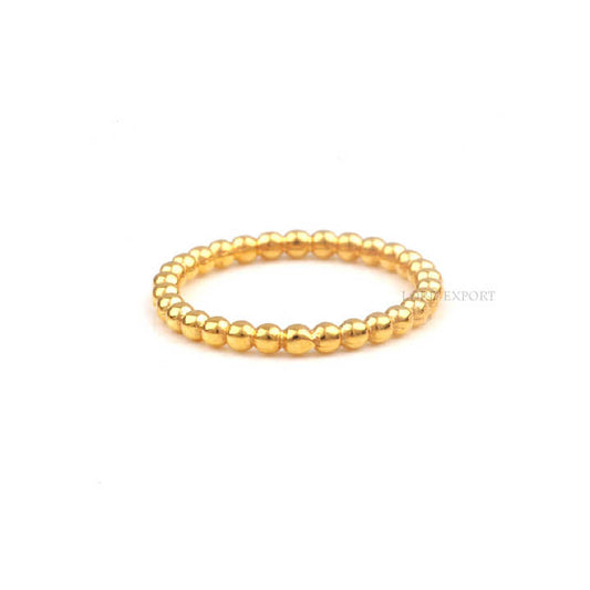 Beautiful 925 Sterling Silver Minimalist Jewelry Dainty Stacking High Polished Gold Plated Beaded Band Stackable Ring for Her