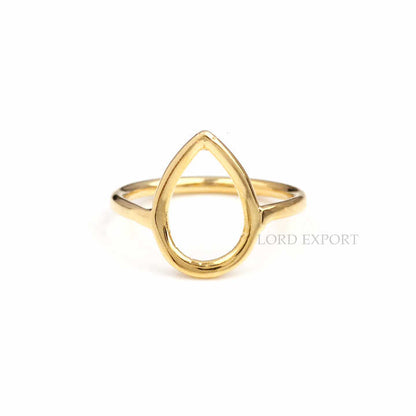 Open Pear Circle Sterling Silver Gold Plated Stacking Ring
