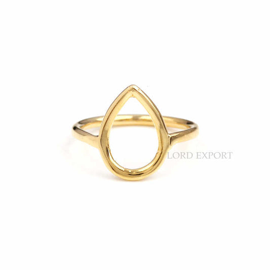 Open Pear Circle Sterling Silver Gold Plated Stacking Ring