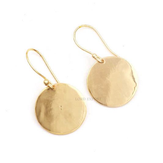 Handmade 18k Gold Plated Stylish Charm Earrings Set for Women 925 Sterling Silver Indian Jewelry Triangle Disc Drop Earrings
