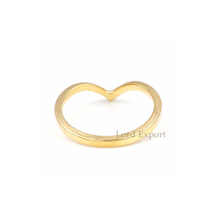 Latest Design 18k Gold Plated Handmade Silver Stacking Band Chevron Midi Shape Simple Design Personalized V Shape Ring for Women