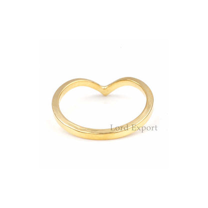 Latest Design 18k Gold Plated Handmade Silver Stacking Band Chevron Midi Shape Simple Design Personalized V Shape Ring for Women