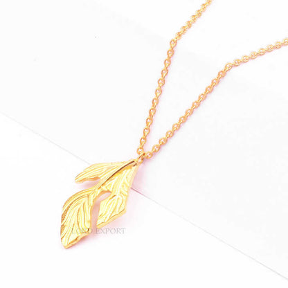 Handmade 18K Micron Gold Plated Leaf Pendant Necklace Women Jewelry Wholesale 925 Sterling Silver Chain Necklace