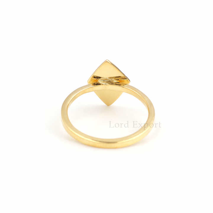 Handmade 925 Sterling Silver Minimalist Jewelry Dainty Stacking Polish 18k Gold Plated Kite Rhombus Shape Stackable Ring for Her