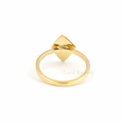 Handmade 925 Sterling Silver Minimalist Jewelry Dainty Stacking Polish 18k Gold Plated Kite Rhombus Shape Stackable Ring for Her