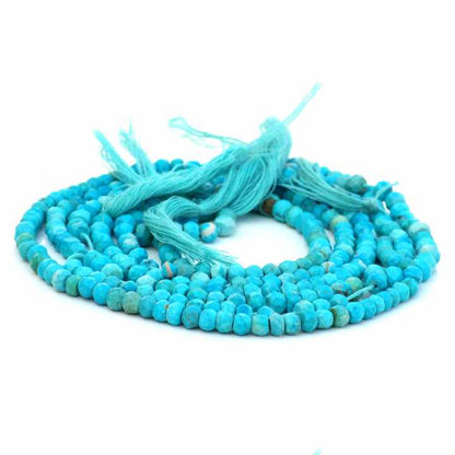 Best Quality Wholesale Natural 5mm to 6mm Faceted Rondelle Arizona Turquoise Jewelry Making Semi Precious Gemstone Strand Beads