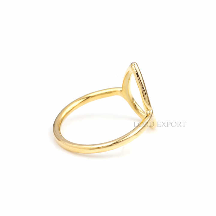 Open Pear Circle Sterling Silver Gold Plated Stacking Ring