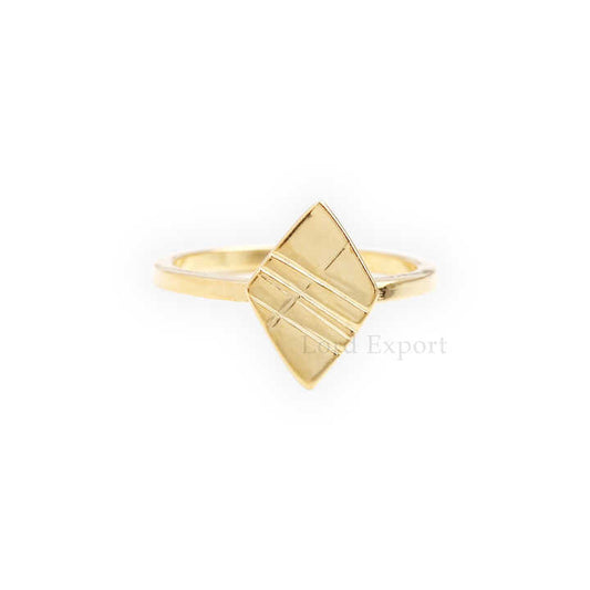 Handmade 925 Sterling Silver Minimalist Jewelry Dainty Stacking Polish 18k Gold Plated Kite Rhombus Shape Stackable Ring for Her