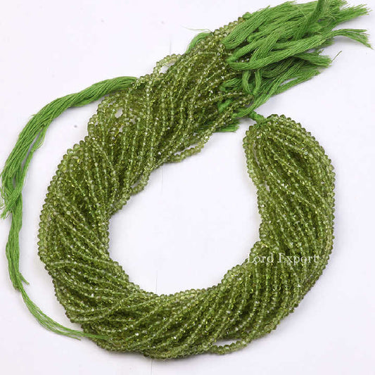 Natural Peridot 3 to 5 MM Faceted Rondelle Stone Beads Strand