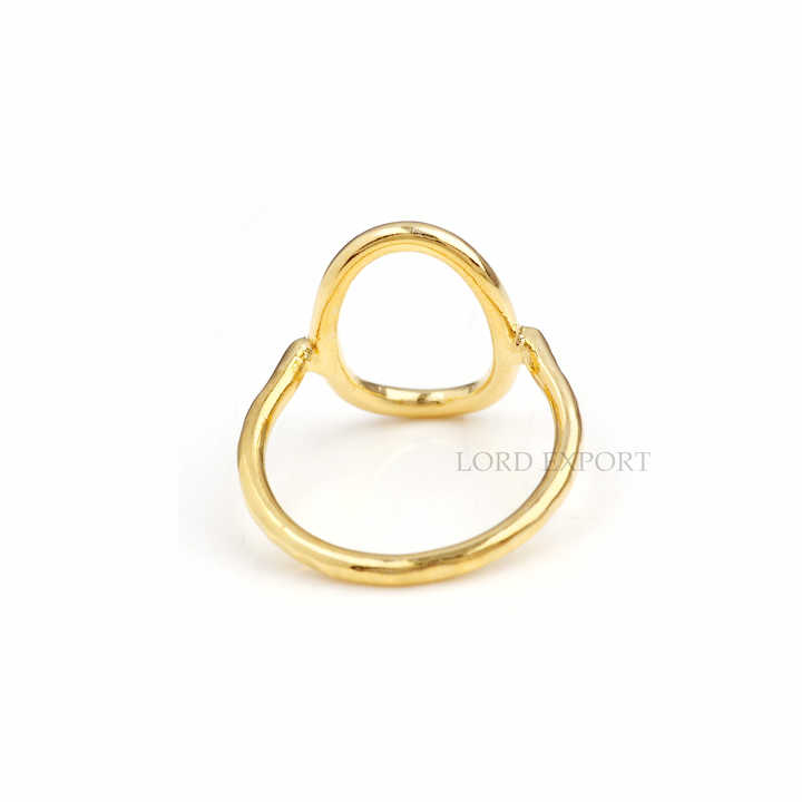 18k Gold Plated Stacking Ring Open Oval Circle Sterling Silver No Stone Ring Handmade 925 Silver Jewelry High Polish Band Ring