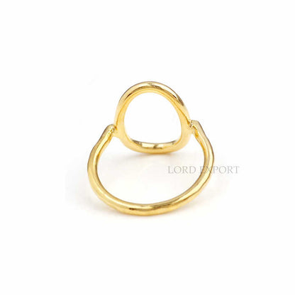 18k Gold Plated Stacking Ring Open Oval Circle Sterling Silver No Stone Ring Handmade 925 Silver Jewelry High Polish Band Ring