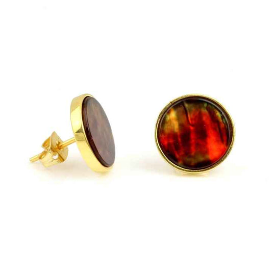 Embellished Ammolite Gemstone Jewelry Wholesale 925 Sterling Silver Gold Plated Stud Earring for Women