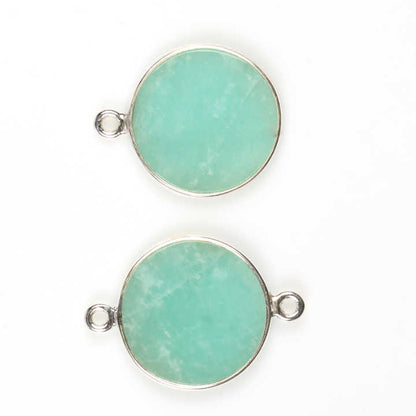 12mm Natural Green Amazonite Silver Round Coin Charms Pendant Connectors for DIY Earring Bracelet Jewelry Making Manufacturer