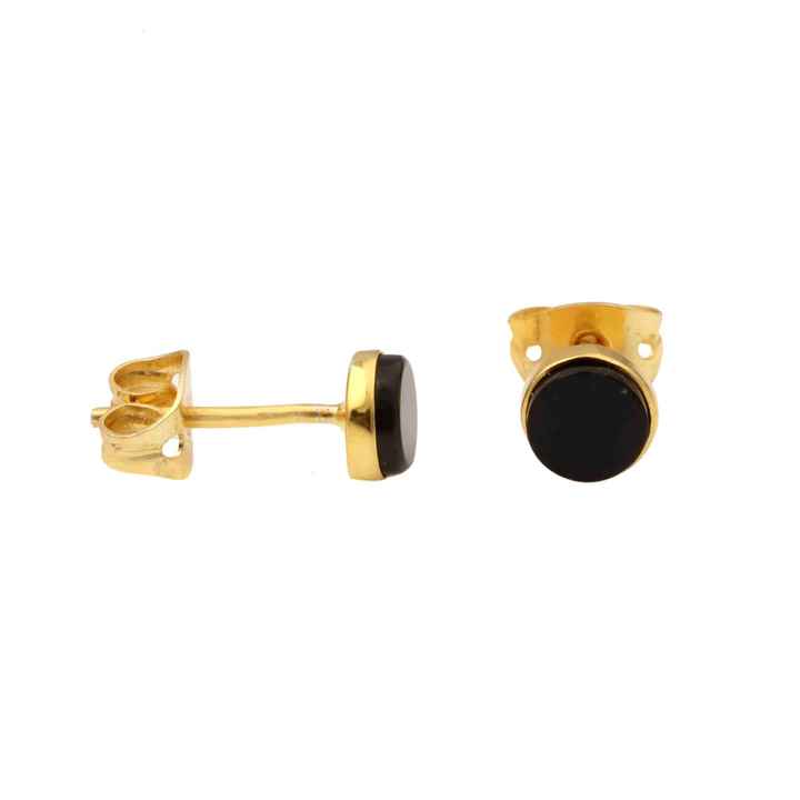 Best Selling Genuine 925 Sterling Silver Dainty Geometric Stud Earrings Women Black Onyx Stone Gold Plating Trendy Fine Jewelry