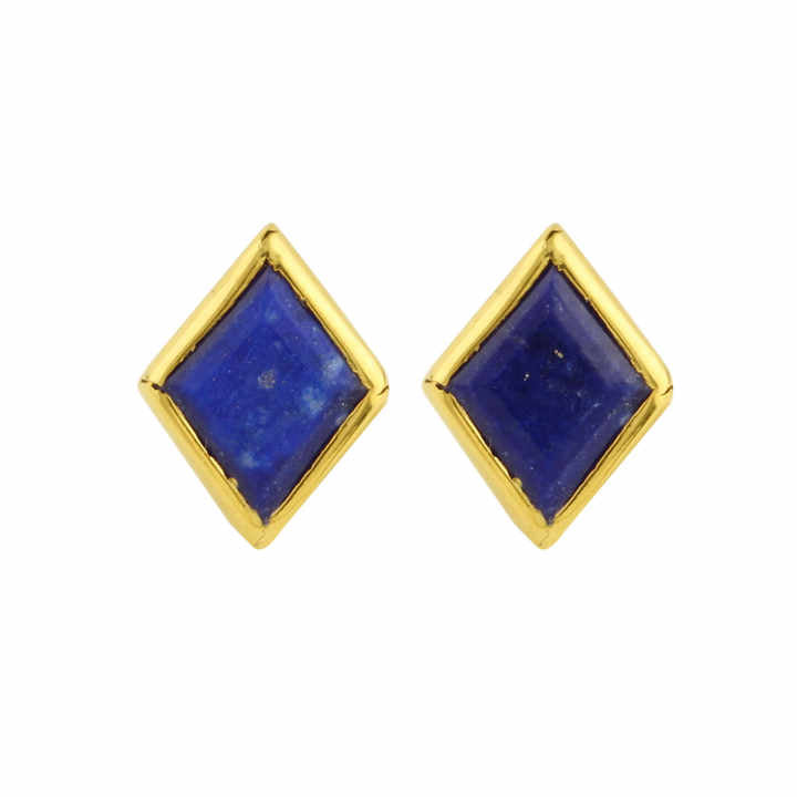 Natural Lapis Lazuli Gemstone Stud Earrings Customized Various Style Wholesale Sterling Silver Gold Plated Stud Earring