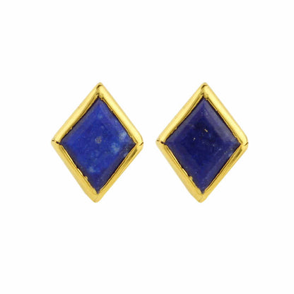 Natural Lapis Lazuli Gemstone Stud Earrings Customized Various Style Wholesale Sterling Silver Gold Plated Stud Earring