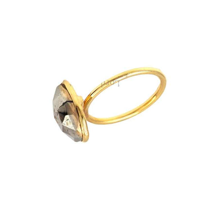 Natural Pyrite Gemstone Silver Bezel Ring Design Best Selling Indian Jewelry 925 Sterling Silver 18k Gold Plated Statement Ring