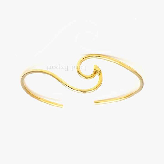 Solid Sterling Silver Gold Plated Ocean Wave Cuff Bangle No reviews yet